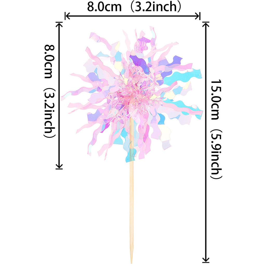 ZHUOWEISM 30 Pcs Foil Firework Cupcake Toppers - Pink Sparkle Tinsel Picks for Birthday, Baby Shower, Wedding