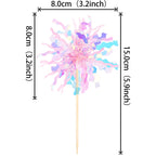 ZHUOWEISM 30 Pcs Foil Firework Cupcake Toppers - Pink Sparkle Tinsel Picks for Birthday, Baby Shower, Wedding