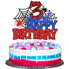 ZHUOWEISM 3rd Birthday Glitter Spider Web Cake Topper – Pre-assembled, 6.5x9 in