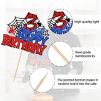 ZHUOWEISM 3rd Birthday Glitter Spider Web Cake Topper – Pre-assembled, 6.5x9 in