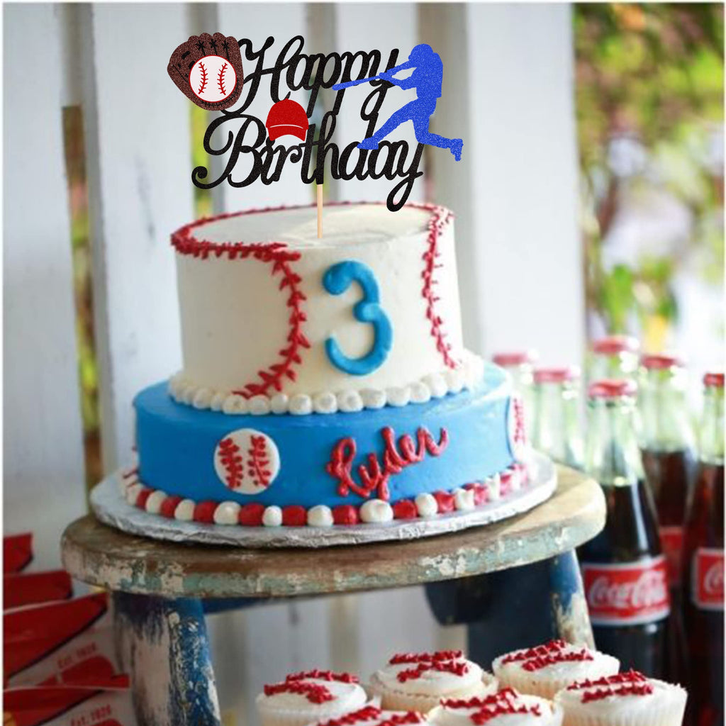 ZHUOWEISM Baseball Birthday Cake Topper Glitter - 6x8 in, Pre-assembled Sports Theme Decor