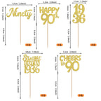ZHUOWEISM 30Pcs Happy 90th Birthday Cupcake Toppers | Gold Glitter | Straight Outta 1936 - 90 Fabulous Cake Decorations