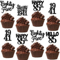 ZHUOWEISM 30Pcs Black Glitter 85th Birthday Cupcake Toppers – Straight Outta 1941