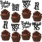 ZHUOWEISM 30Pcs Black Glitter 85th Birthday Cupcake Toppers – Straight Outta 1941