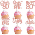 ZHUOWEISM 24Pcs Happy 80th Birthday Cupcake Toppers – Straight Outta 1946 (Rose Gold Glitter)