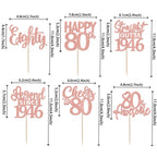 ZHUOWEISM 24Pcs Happy 80th Birthday Cupcake Toppers – Straight Outta 1946 (Rose Gold Glitter)