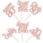 ZHUOWEISM 24Pcs Happy 80th Birthday Cupcake Toppers – Straight Outta 1946 (Rose Gold Glitter)