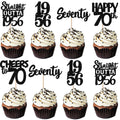 ZHUOWEISM 30Pcs Black Glitter 70th Birthday Cupcake Toppers – Straight Outta 1956