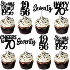 ZHUOWEISM 30Pcs Black Glitter 70th Birthday Cupcake Toppers – Straight Outta 1956