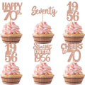ZHUOWEISM 30PCS 70th Birthday Cupcake Toppers – Glitter Rose Gold, Straight Outta 1956