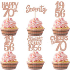 ZHUOWEISM 30PCS 70th Birthday Cupcake Toppers – Glitter Rose Gold, Straight Outta 1956