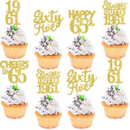 ZHUOWEISM 30Pcs Straight Outta 1961 Cupcake Toppers – Gold Glitter 65th Birthday Picks