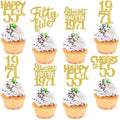 ZHUOWEISM 30Pcs Straight Outta 1971 Cupcake Toppers | Gold Glitter 55th Birthday Party Decorations