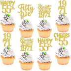 ZHUOWEISM 30Pcs Straight Outta 1971 Cupcake Toppers | Gold Glitter 55th Birthday Party Decorations
