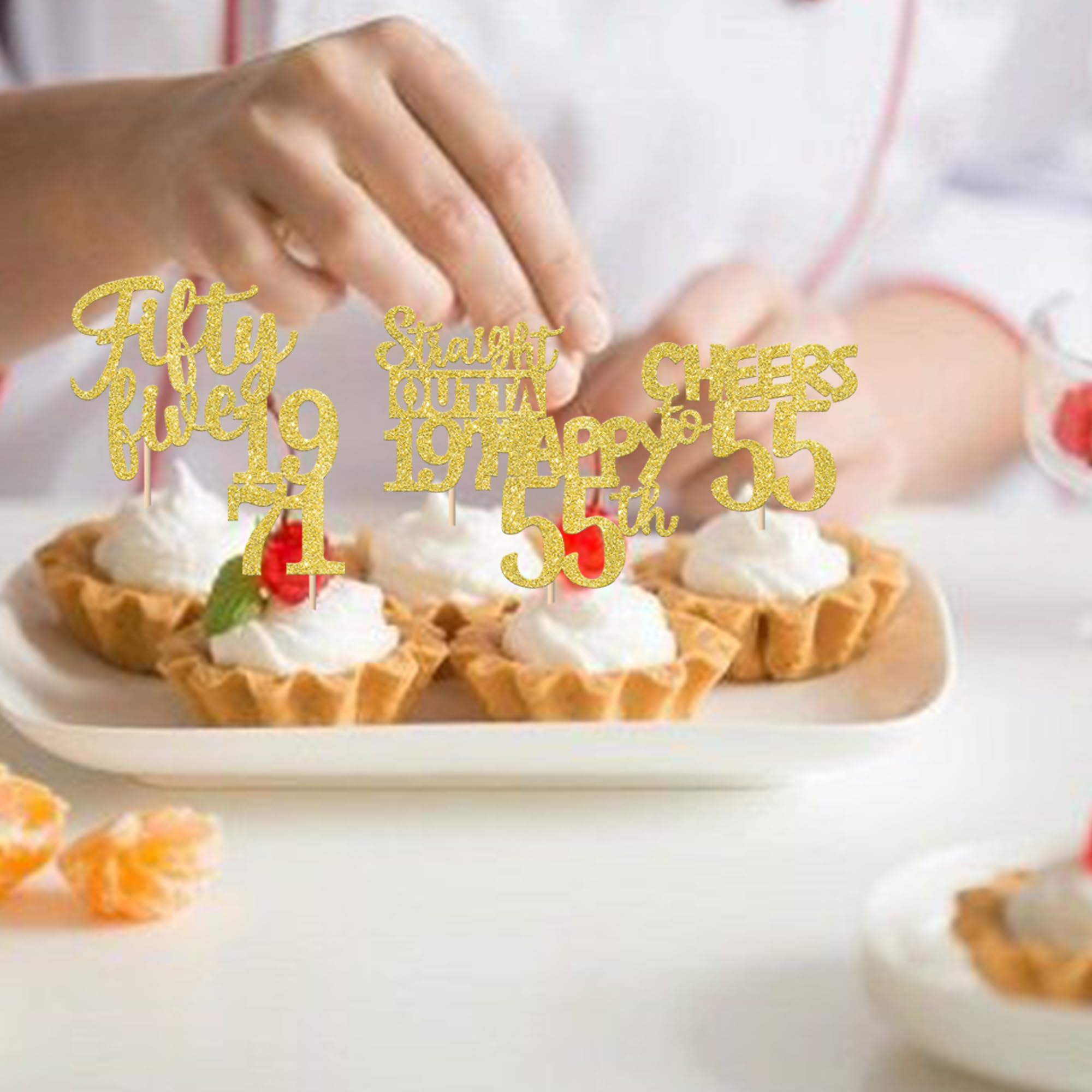 ZHUOWEISM 30Pcs Straight Outta 1971 Cupcake Toppers | Gold Glitter 55th Birthday Party Decorations