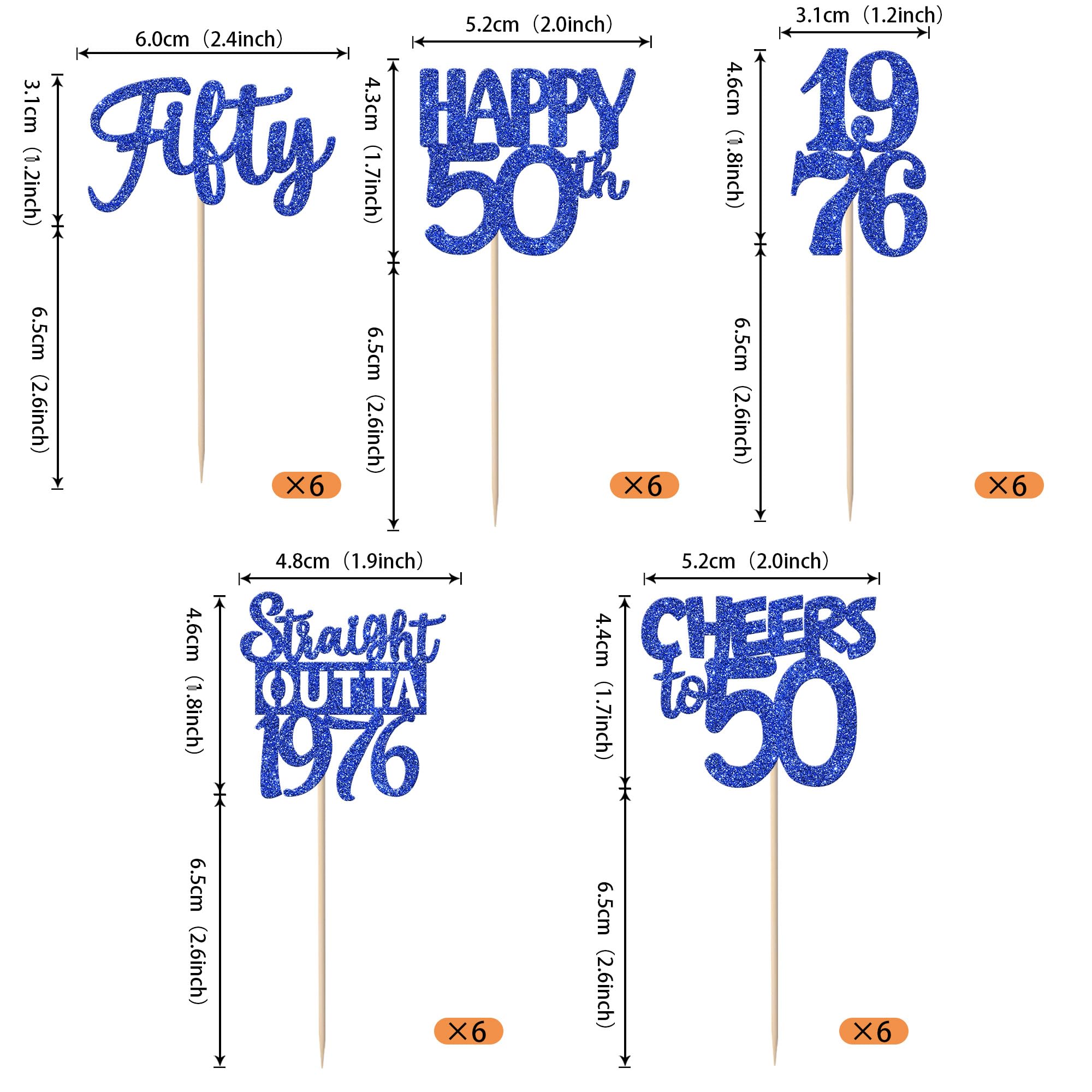 ZHUOWEISM 30 PCS Glitter 50th Birthday Cupcake Toppers – Straight Outta 1976