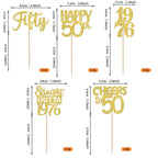 ZHUOWEISM 30Pcs Happy 50th Birthday Cupcake Toppers – Gold Glitter, Straight Outta 1976