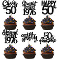 ZHUOWEISM 24Pcs Black Happy 50th Birthday Cupcake Toppers – Straight Outta 1976 | 50th Birthday Decorations