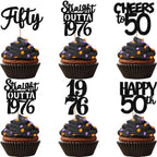 ZHUOWEISM 30Pcs Black 50th Birthday Cupcake Toppers – Glitter Straight Outta 1976
