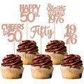 ZHUOWEISM 30Pcs 50th Birthday Cupcake Toppers – Glitter Straight Outta 1976, Rose Gold