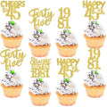 ZHUOWEISM 30PCS Straight Outta 1981 Cupcake Toppers – Gold Glitter 45th Birthday