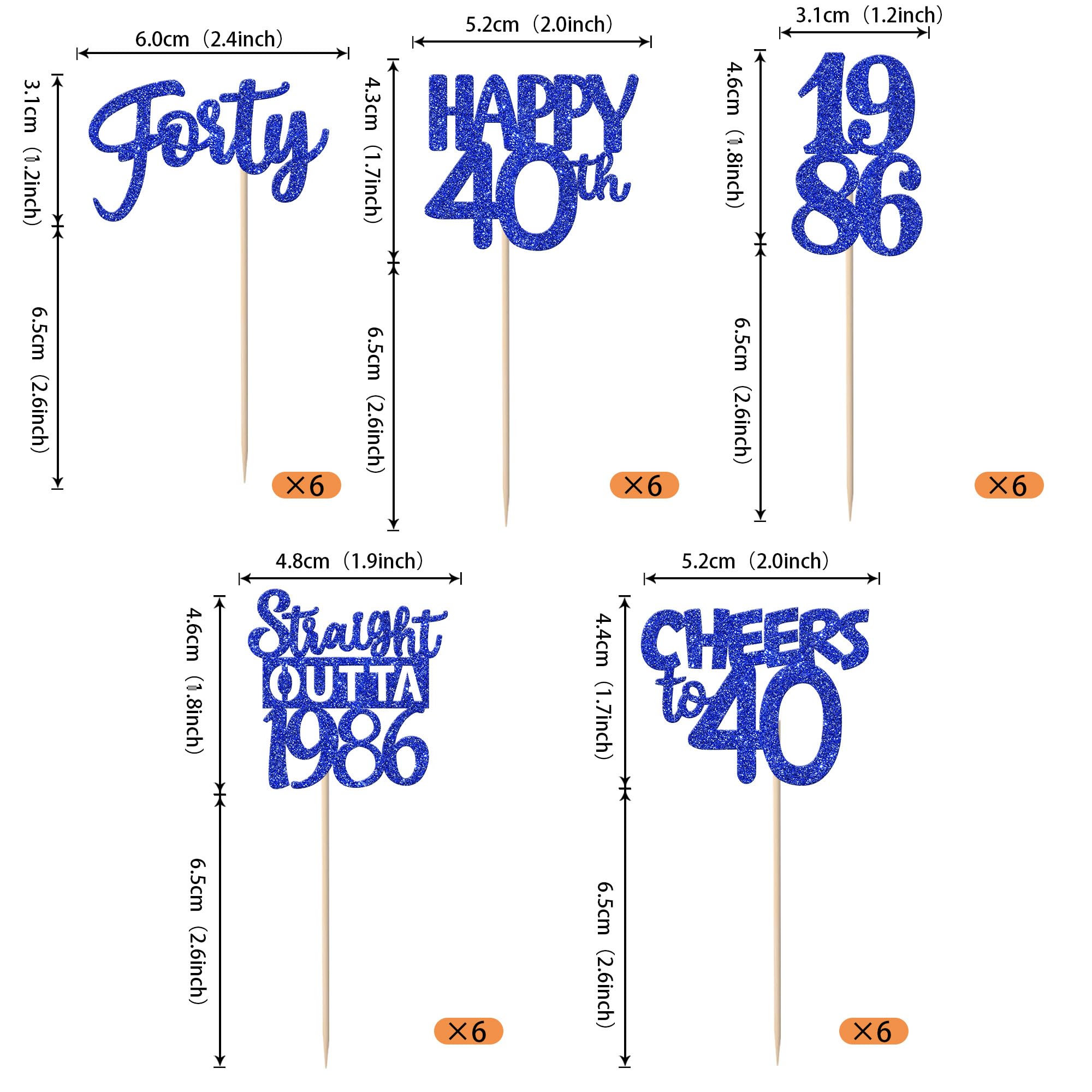 ZHUOWEISM 30Pcs 40th Birthday Cupcake Toppers Glitter – Straight Outta 1985 (Blue)