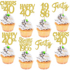 ZHUOWEISM 30PCS Straight Outta 1986 Gold Glitter Cupcake Toppers – 40th Birthday Party Decorations