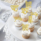 ZHUOWEISM 30PCS Straight Outta 1986 Gold Glitter Cupcake Toppers – 40th Birthday Party Decorations
