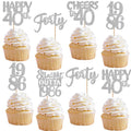ZHUOWEISM 30Pcs Glitter Forty Cupcake Toppers | Straight Outta 1986 Birthday & Anniversary