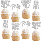 ZHUOWEISM 30Pcs Glitter Forty Cupcake Toppers | Straight Outta 1986 Birthday & Anniversary