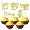 ZHUOWEISM 30PCS Straight Outta 1996 Cupcake Toppers - Gold Glitter 30th Birthday Picks