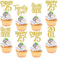 ZHUOWEISM 30Pcs Straight Outta 2001 Cupcake Toppers – Gold Glitter for 25th Birthday & Anniversary