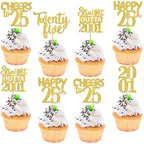 ZHUOWEISM 30Pcs Straight Outta 2001 Cupcake Toppers – Gold Glitter for 25th Birthday & Anniversary