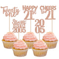ZHUOWEISM 30Pcs Glitter 21st Birthday Cupcake Toppers – Rose Gold, Straight Outta 2005