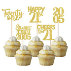 ZHUOWEISM 30Pcs Happy 21st Birthday Cupcake Toppers – Gold Glitter Straight Outta 2005