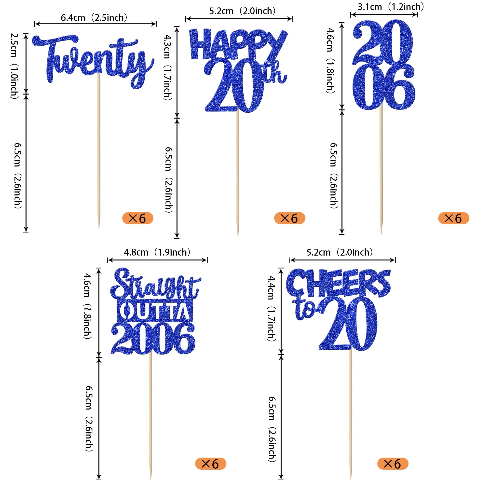 ZHUOWEISM 30pcs 20th Birthday Cupcake Toppers Glitter Blue – Straight Outta 2006