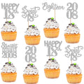 ZHUOWEISM 30Pcs Glitter 18th Birthday Cupcake Toppers Straight Outta 2008 Silver