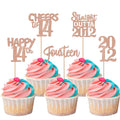 ZHUOWEISM 30Pcs Glitter 14th Birthday Cupcake Toppers - Rose Gold, Straight Outta 2012 Party Picks