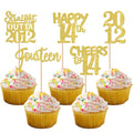 ZHUOWEISM 30Pcs Straight Outta 2012 Cupcake Toppers – Gold Glitter 14th Birthday Party Picks