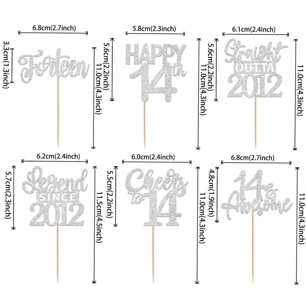 ZHUOWEISM 24Pcs Silver Happy 14th Birthday Cupcake Toppers | Straight Outta 2012