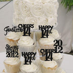 ZHUOWEISM 30pcs Black Glitter Cupcake Toppers – Straight Outta 2012 for 14th Birthday & Anniversary
