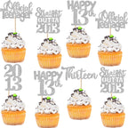 ZHUOWEISM 30PCS Glitter Cupcake Toppers – Straight Outta 2013 13th Birthday Party Picks