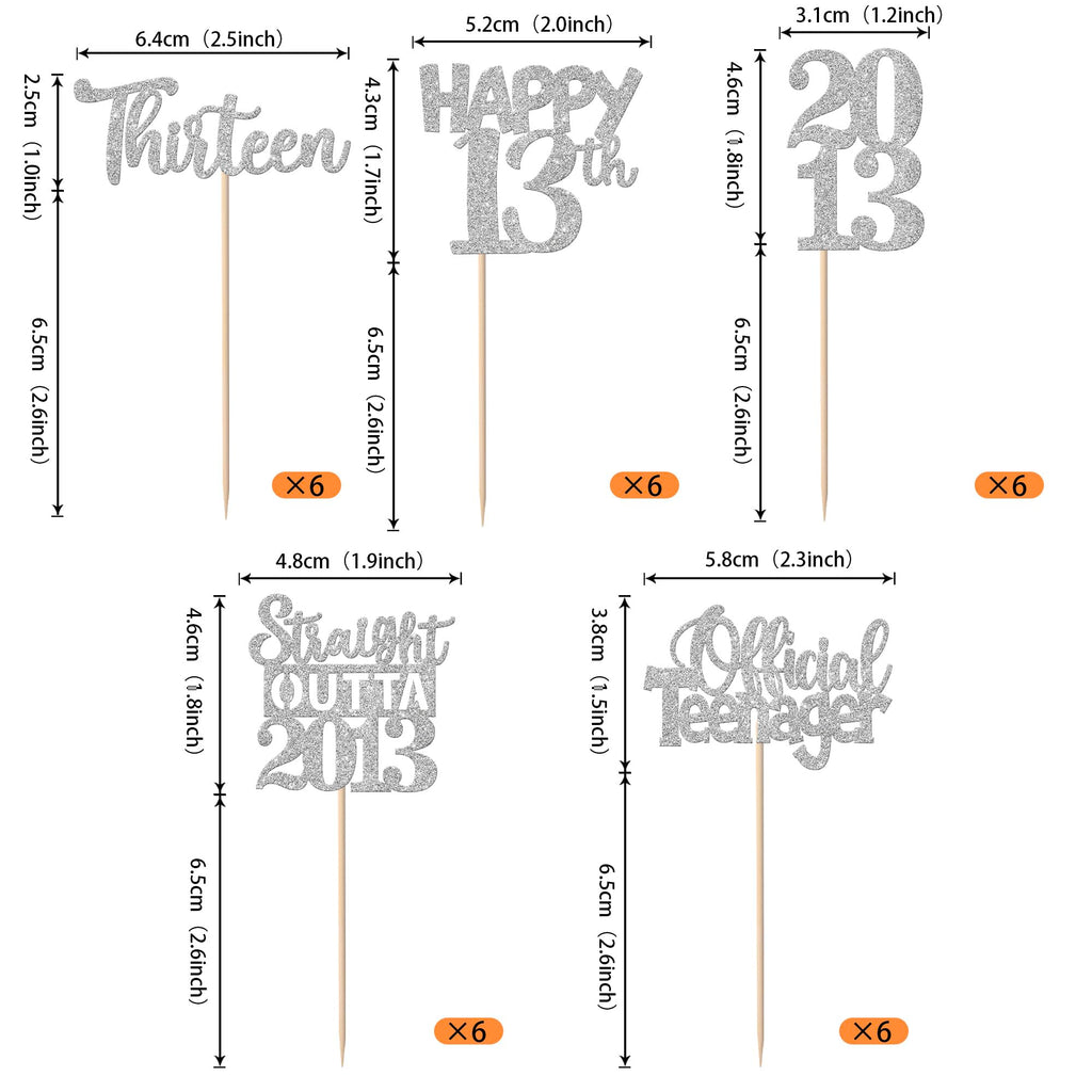 ZHUOWEISM 30PCS Glitter Cupcake Toppers – Straight Outta 2013 13th Birthday Party Picks