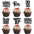 ZHUOWEISM 30Pcs Black 10th Birthday Cupcake Toppers – Glitter Straight Outta 2016