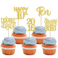 ZHUOWEISM 30Pcs Straight Outta 2016 Cupcake Toppers – Gold Glitter for 10th Birthday Party