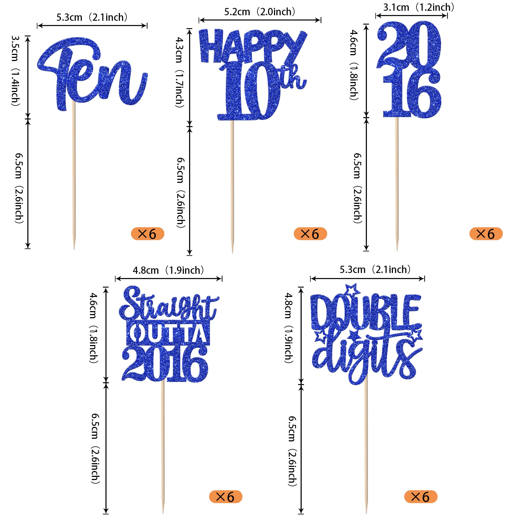 ZHUOWEISM 30 Pcs 10th Birthday Cupcake Toppers Glitter - Straight Outta 2016