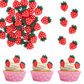 ZHUOWEISM 30 PCS Strawberry Cupcake Toppers - Red Berry Theme for Baby Showers & Birthday Cakes