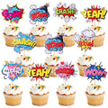 ZHUOWEISM 36 PCS Super Hero Boom Cupcake Toppers & Wrappers for Hero Theme Parties