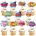 ZHUOWEISM 36 PCS Super Hero Boom Cupcake Toppers & Wrappers for Hero Theme Parties