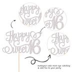 ZHUOWEISM Happy Sweet 16 Cake Topper – Glitter 16th Birthday Party Decor